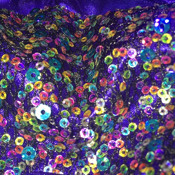 Purple Beaded Halter Prom Dress - Picture 2 of 4